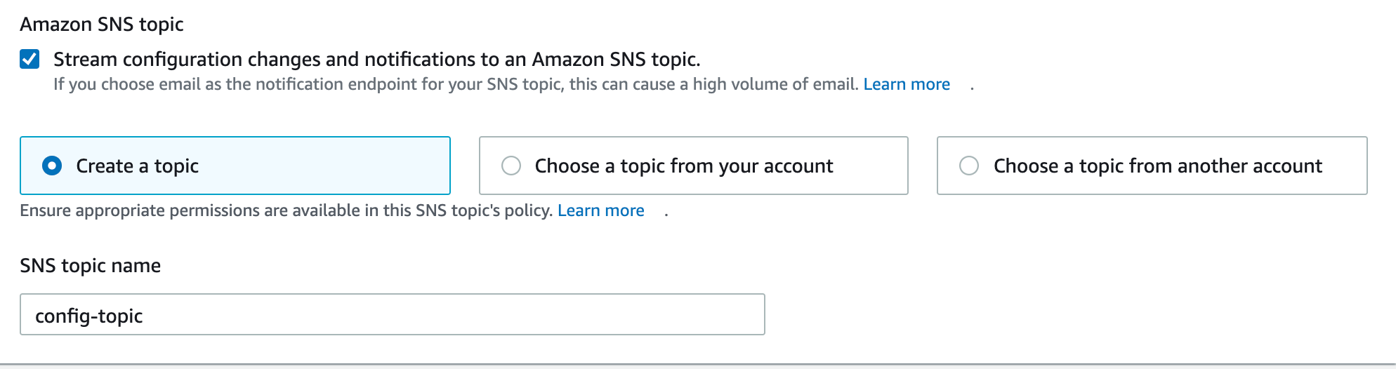 amazon SNS topic
