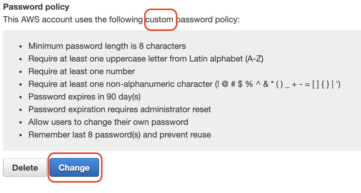 Change Password policy