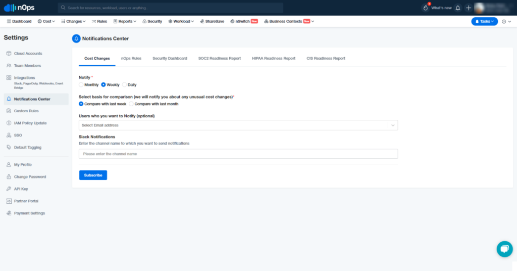Notifications & Alerts - Cost Changes